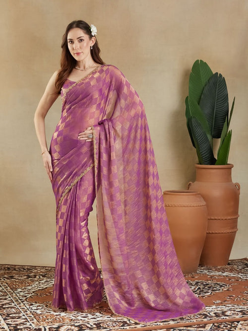 Jimmy Choo Checked Woven Shimmer Saree